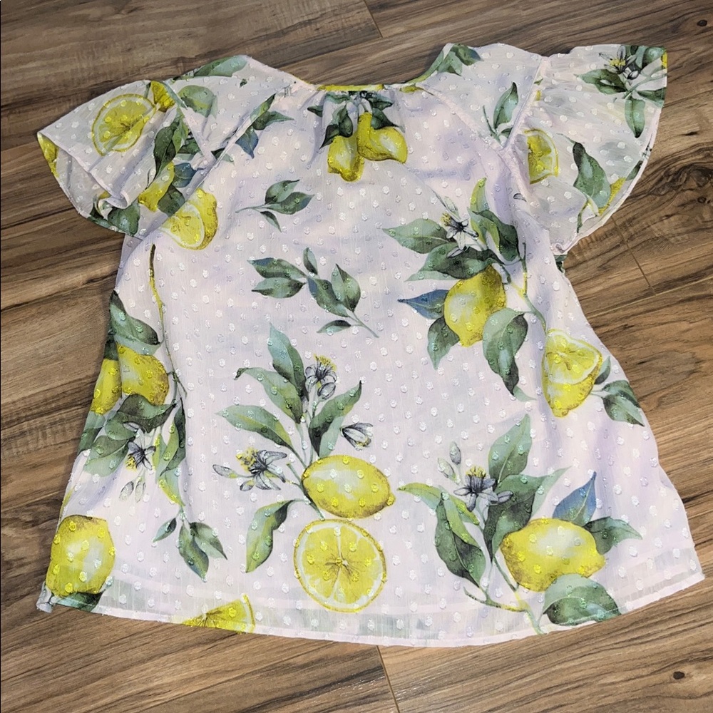 Joie Lemon Print Blouse with Green Leaves - Picture 7 of 7